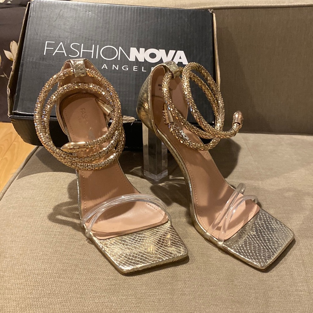 Fashion Nova Heels Gold
